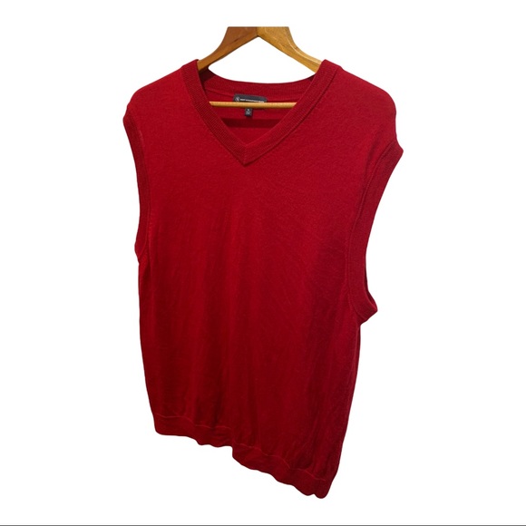 HART SCHAFFNER MARX 100% EXTRA FINE WOOL  RED RIBBED V-NECK SWEATER VEST - Picture 11 of 15